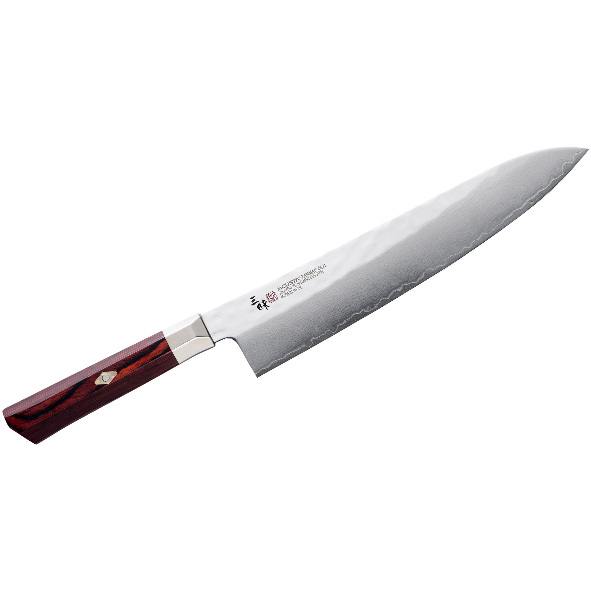 MCUSTA Zanmai Supreme Hammered 24 cm červený - nůž šéfkuchaře z nerezové oceli