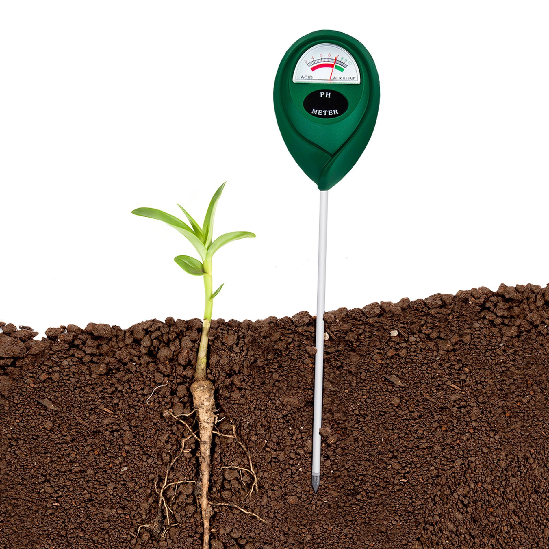 Plastový měřicí přístroj / tester pH půdy EARTH ZELENÝ