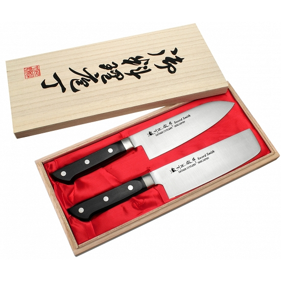 Kuchyňské nože z nerezové oceli SATAKE KATSU PROFESSIONAL SET CZARNE 2 ks