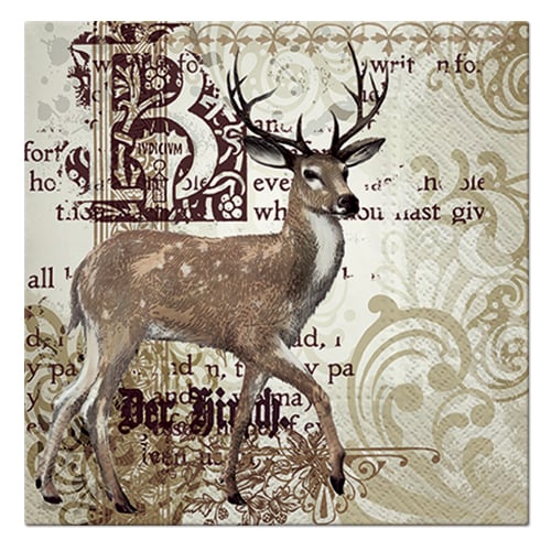 Dekorativní papírové ubrousky PAW Majestic Deer 20 ks béžové