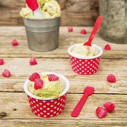 ZAK! DESIGNY Hráškově červená - pohár na zmrzlinu a dezerty s plastovou lžičkou