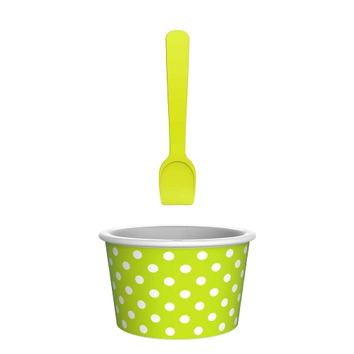 ZAK! DESIGNY hráškově zelený - zmrzlinový a dezertní pohár se lžičkou plastový