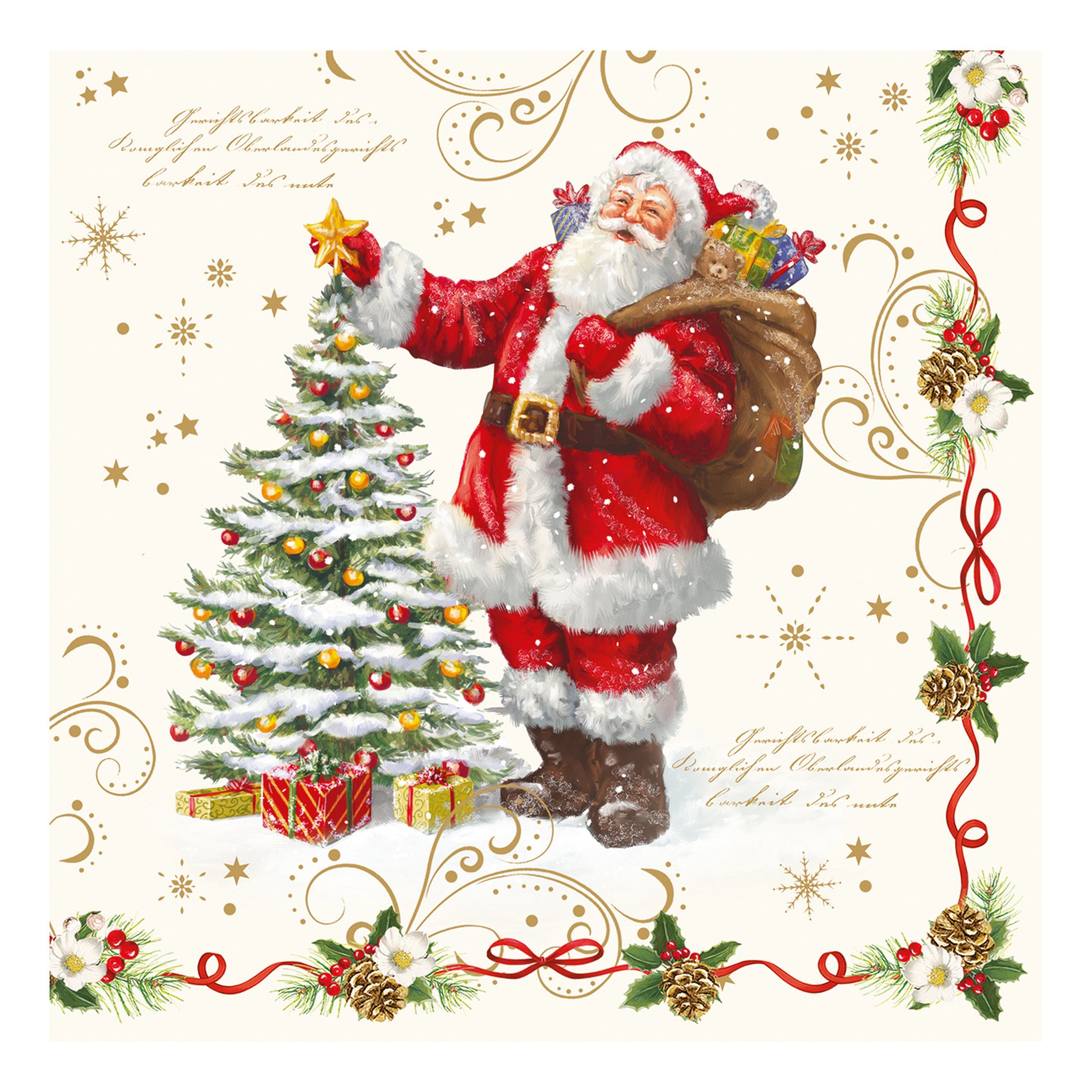 Dekorativní, vánoční papírové ubrousky MAGIC CHRISTMAS bílo-červené 20 ks