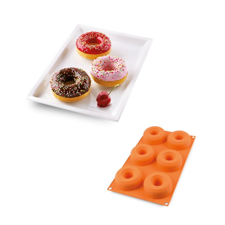 SILIKOMART Donuts oranžová - silikonová forma na 6 zákusků