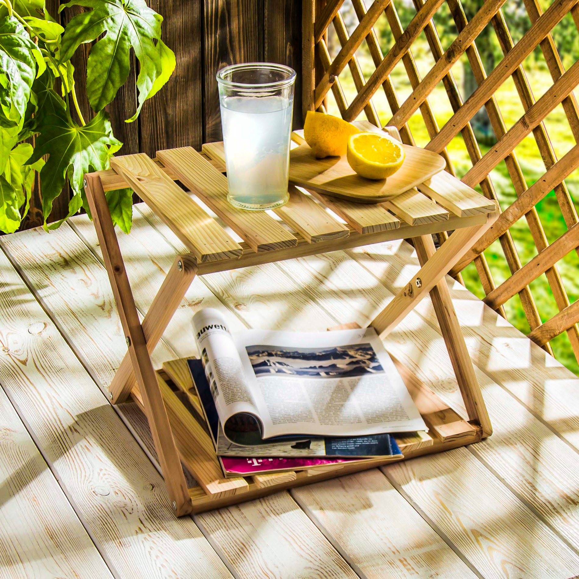 Dřevěný balkonový konferenční stolek DŘEVĚNÝ NÁBYTKOVÝ STŮL 42 x 31 cm