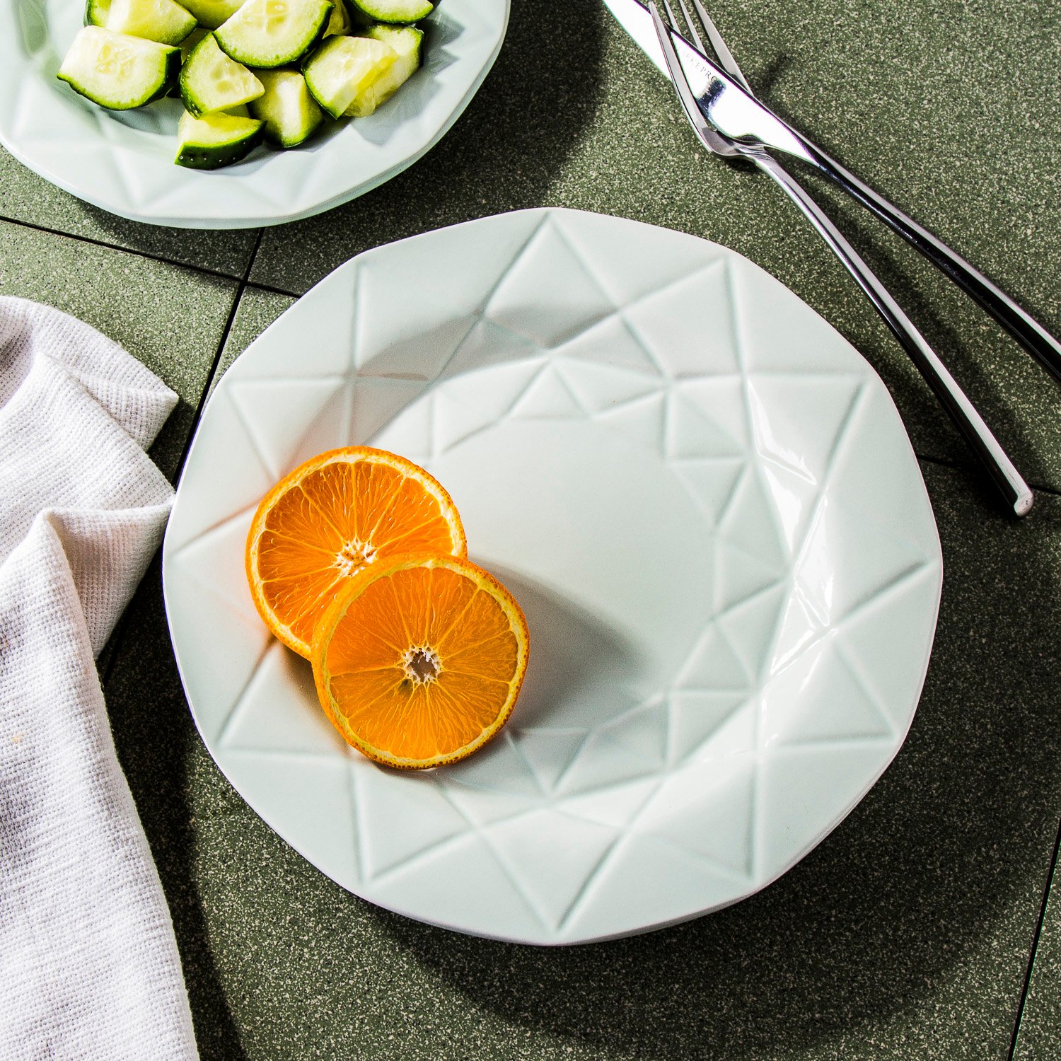 Keramický mělký obědový talíř AFFEK DESIGN MINT mátový 24 cm
