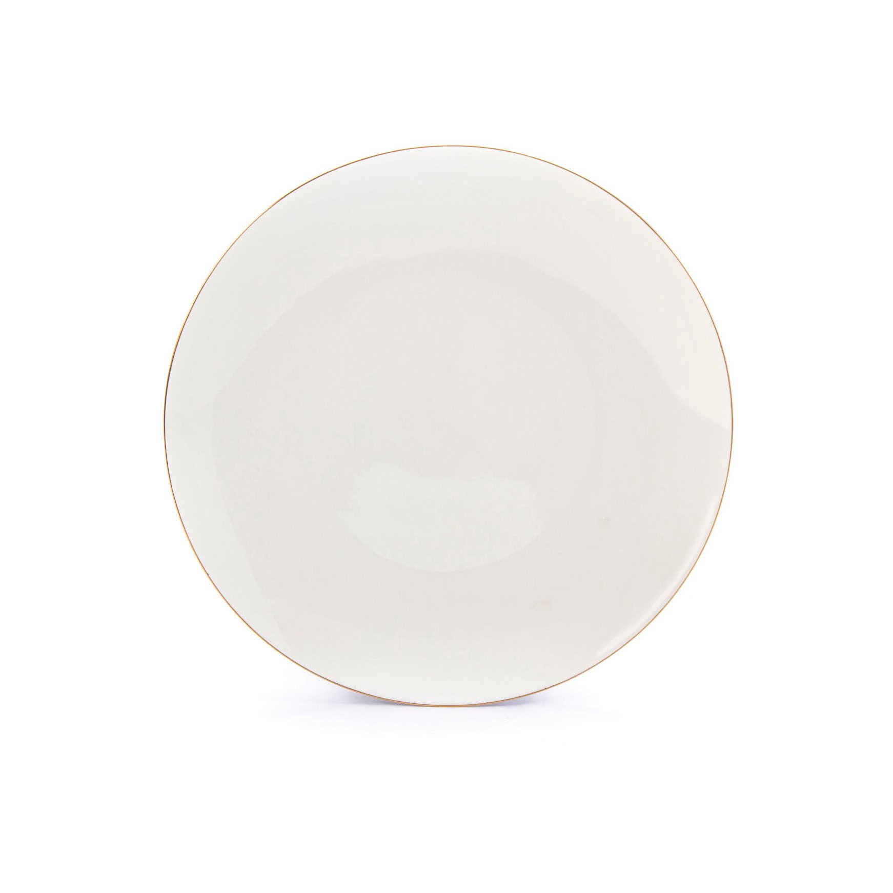 Porcelánový mělký obědový talíř BELLA zlatý ČÁRA krémový 26 cm