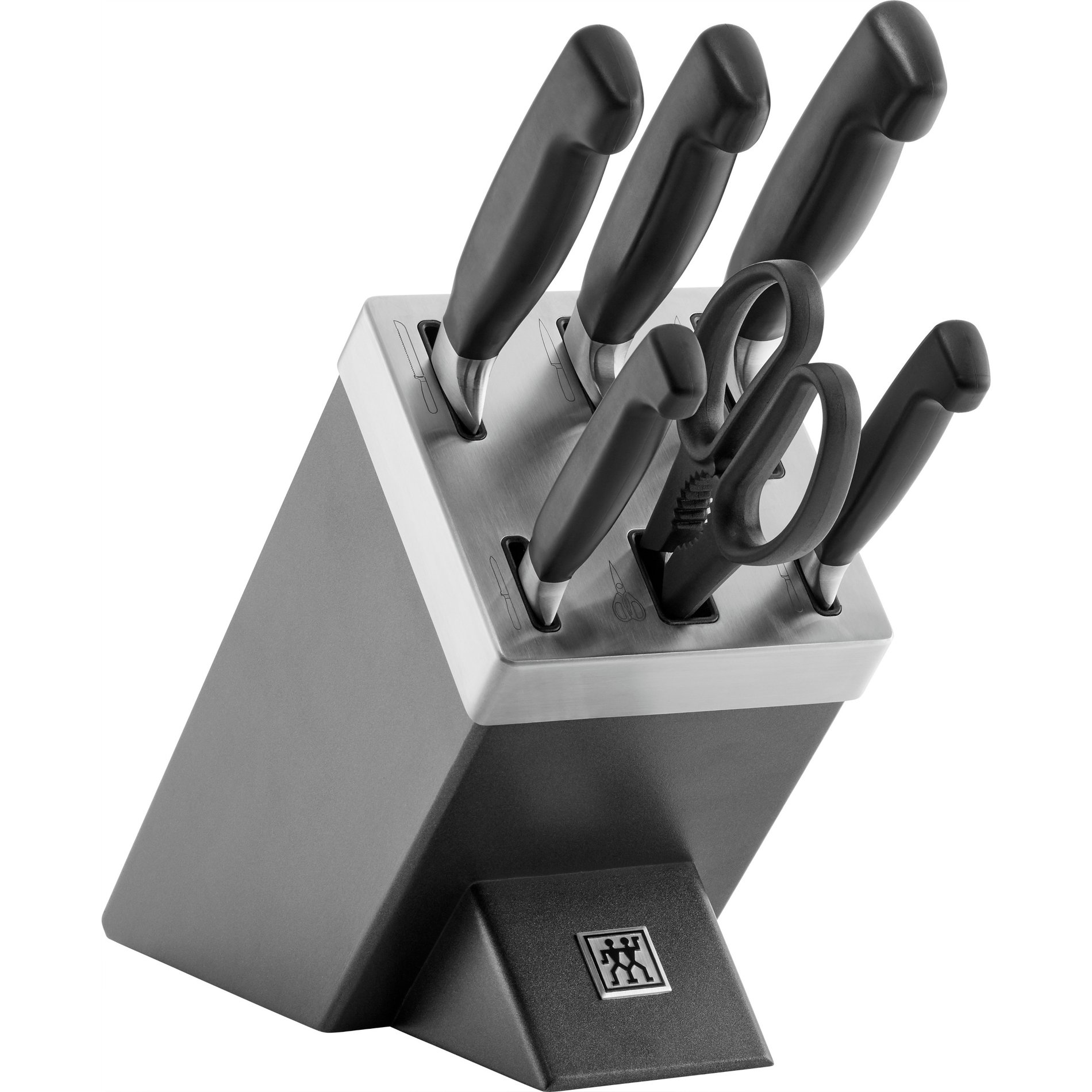 ZWILLING Four Star 7 kusů šedé - kované kuchyňské nože v samoostřícím bloku s nůžkami