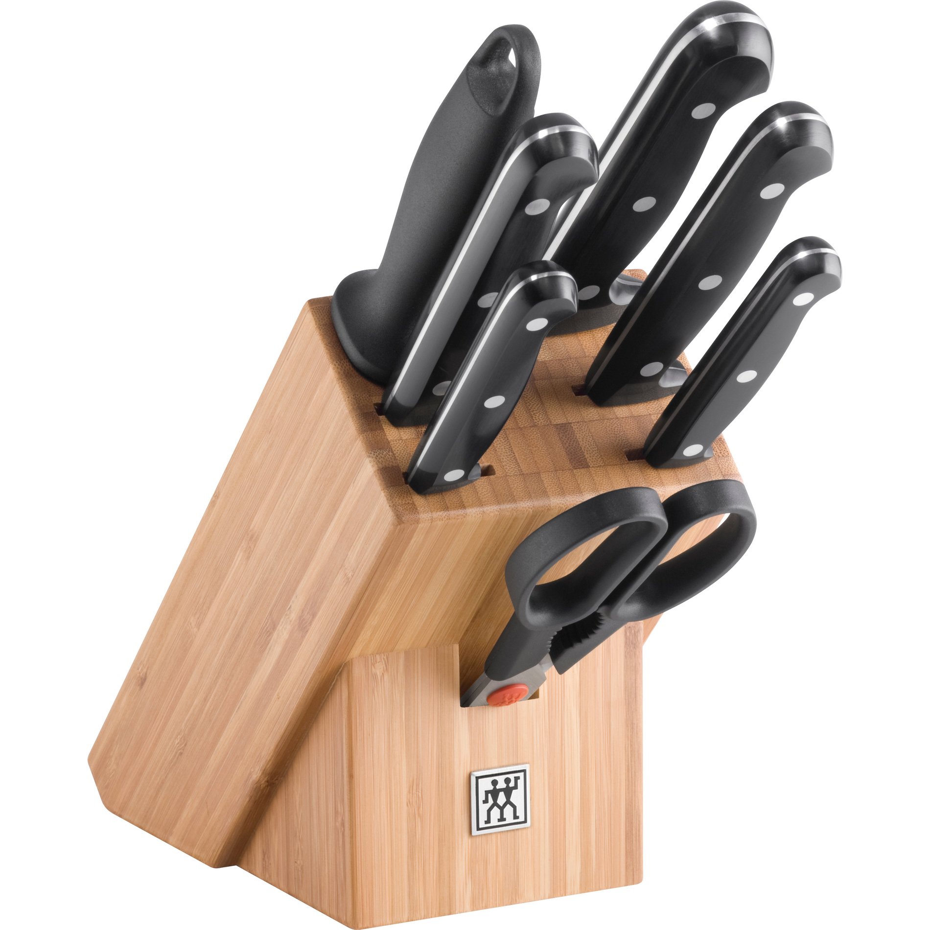 ZWILLING Twin Chef 8 el. - kuchyňské nože z nerezové oceli v bloku s brouskem a nůžkami